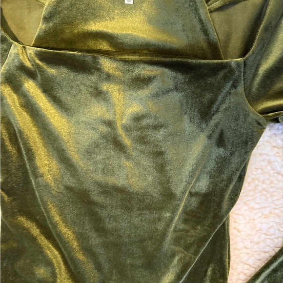 Reformation Sonora Green Velvet Long Sleeve Top - Picture 4 of 5